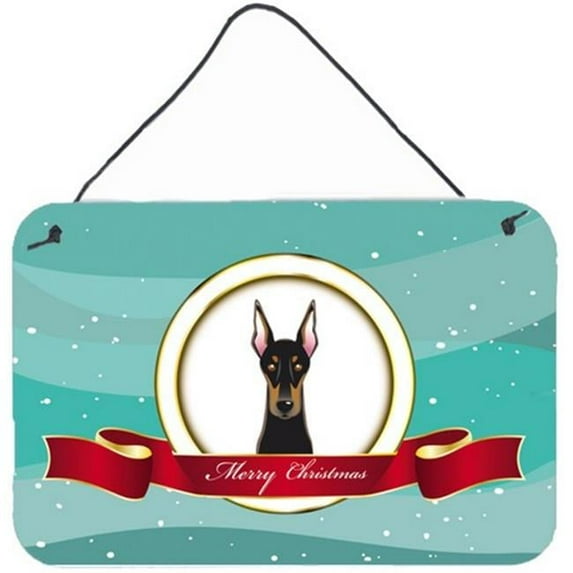 Caroline's Treasures BB1555DS812 Doberman Merry Christmas Wall or Door Hanging Prints , 8x12, multicolor