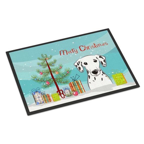 Caroline's Treasures BB1582JMAT Christmas Tree and Dalmatian Door Mat, Indoor Rug or Outdoor Welcome Mat 24x36 Doormat ,