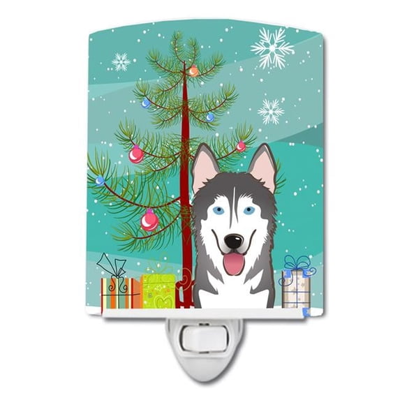 Christmas Tree and Alaskan Malamute Ceramic Night Light