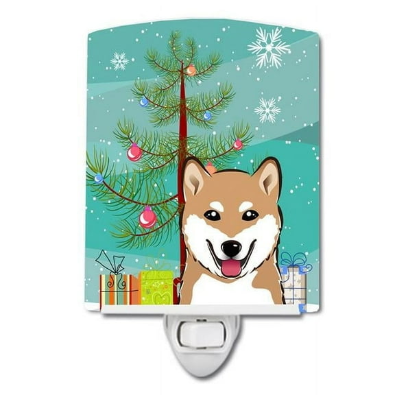 Caroline's Treasures BB1597CNL Christmas Tree and Shiba Inu Ceramic Night Light, 6x4x3", multicolor