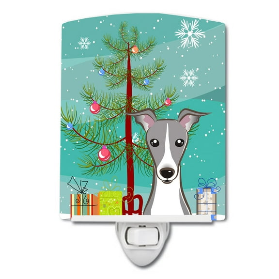 Caroline's Treasures BB1608CNL Christmas Tree and Italian Greyhound Ceramic Night Light, 6x4x3", multicolor