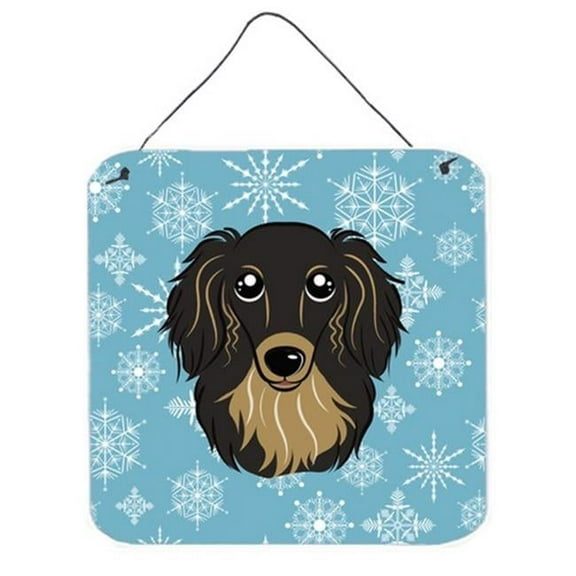 Caroline's Treasures BB1647DS66 Snowflake Longhair Black and Tan Dachshund Wall or Door Hanging Prints, 6x6, multicolor