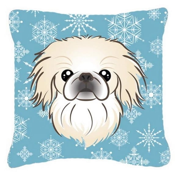 Caroline's Treasures BB1655PW1414 Snowflake Pekingese Fabric Decorative Pillow , 14Hx14W, multicolor