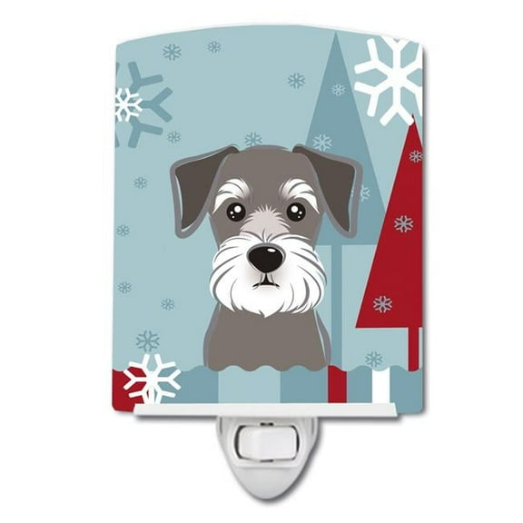 Caroline's Treasures BB1702CNL Winter Holiday Schnauzer Ceramic Night Light, 6x4x3", multicolor