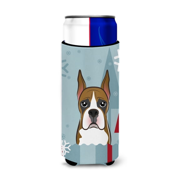 Caroline's Treasures BB1719MUK Winter Holiday Boxer Ultra Beverage Insulators for slim cans , Slim Can, multicolor