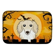 Caroline's Treasures BB1770DDM Halloween Longhair Creme Dachshund Dish Drying Mat, 14 x 21", multicolor