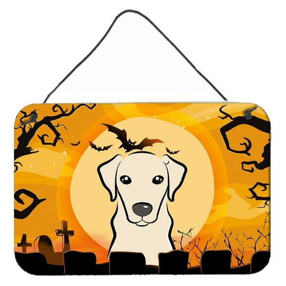 Caroline's Treasures BB1780DS812 Halloween Yellow Labrador Wall or Door Hanging Prints , 8x12, multicolor