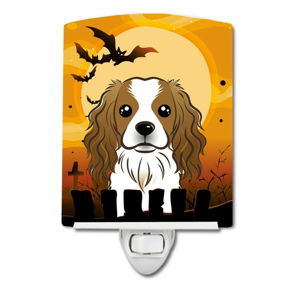 Caroline's Treasures BB1782CNL Halloween Cavalier Spaniel Ceramic Night Light, 6x4x3", multicolor