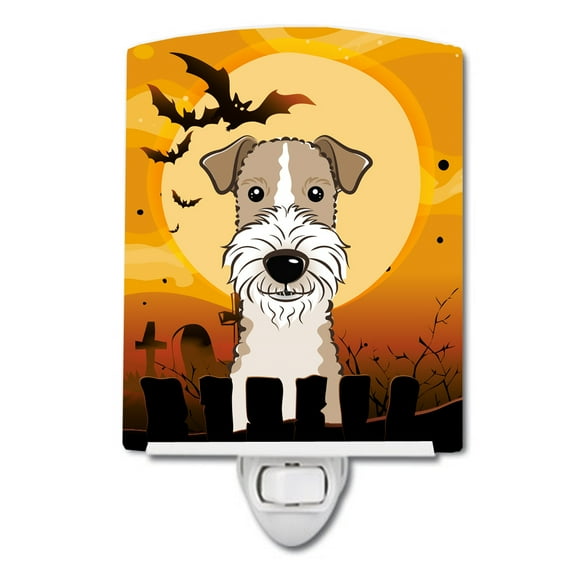Caroline's Treasures BB1805CNL Halloween Wire Haired Fox Terrier Ceramic Night Light, 6x4x3", multicolor