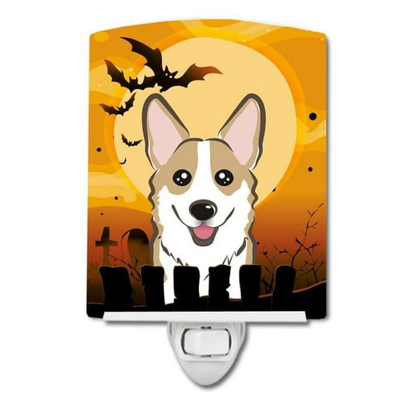 Caroline's Treasures BB1811CNL Halloween Sable Corgi Ceramic Night Light, 6x4x3", multicolor