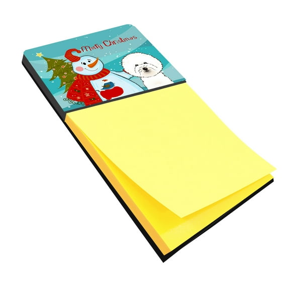 Caroline's Treasures BB1837SN Snowman with Bichon Frise Sticky Note Holder, Large, multicolor