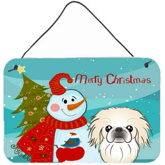 Caroline's Treasures BB1841DS812 Snowman with Pekingese Wall or Door Hanging Prints , 8x12, multicolor