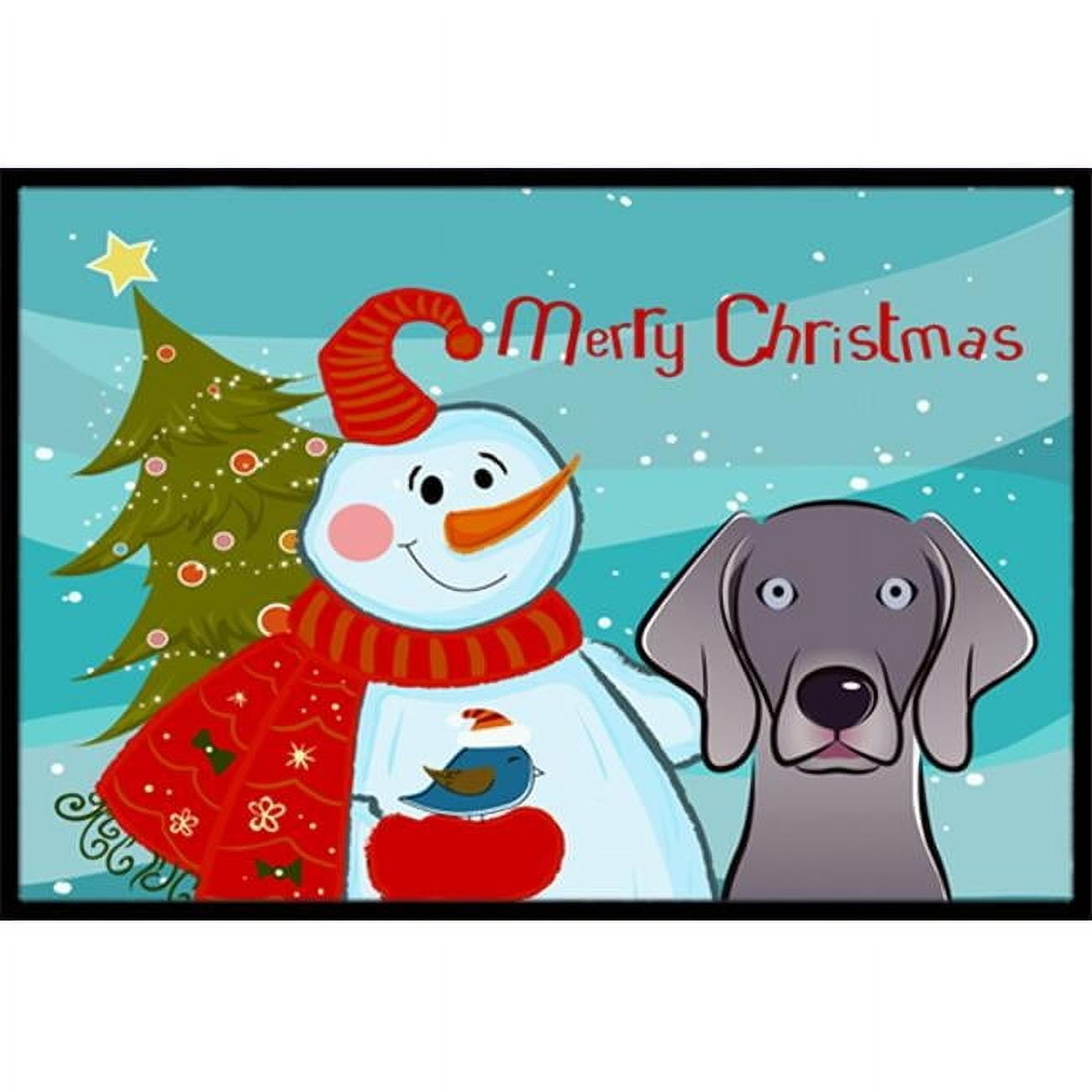Caroline's Treasures BB1851JMAT Snowman with Weimaraner Door Mat, Indoor Rug or Outdoor Welcome Mat 24x36 Doormat , 24H