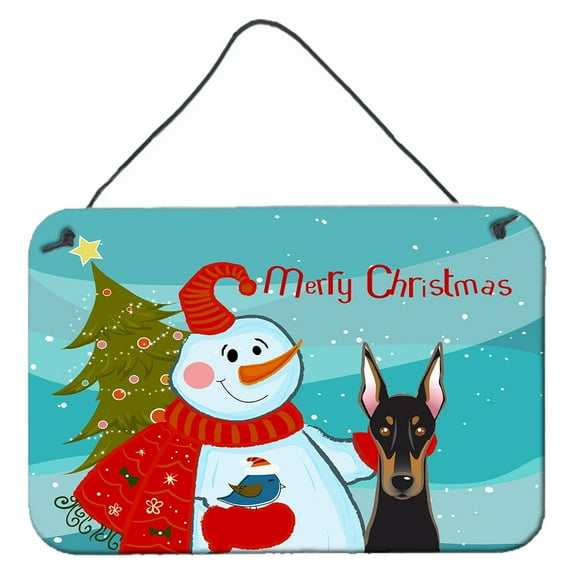 Carolines Treasures BB1865DS812 Snowman With Doberman Wall and Door Hanging Prints