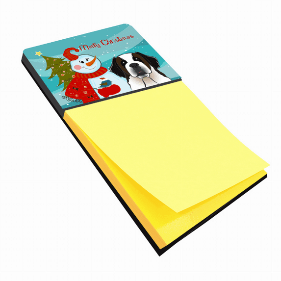 Caroline's Treasures BB1866SN Snowman with Saint Bernard Sticky Note Holder, Large, Multicolor