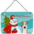 thumbnail image 1 of Caroline's Treasures BB1867DS812 Snowman with Wire Haired Fox Terrier Wall or Door Hanging Prints , 8x12, multicolor, 1 of 7