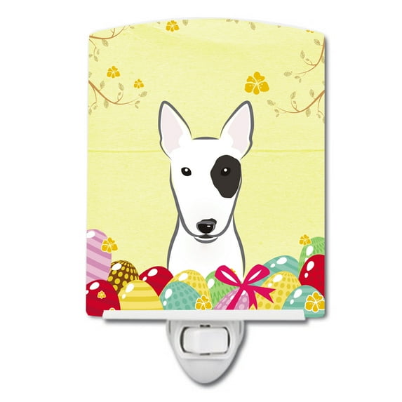 Caroline's Treasures BB1891CNL Bull Terrier Easter Egg Hunt Ceramic Night Light, 6x4x3", multicolor