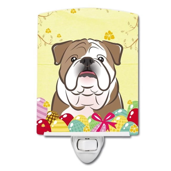 Caroline's Treasures BB1901CNL English Bulldog Easter Egg Hunt Ceramic Night Light, 6x4x3", multicolor