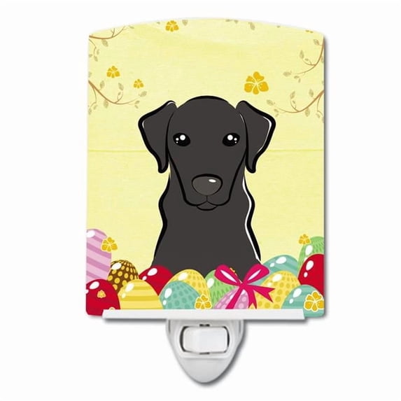 Caroline's Treasures BB1917CNL Black Labrador Easter Egg Hunt Ceramic Night Light, 6x4x3", multicolor