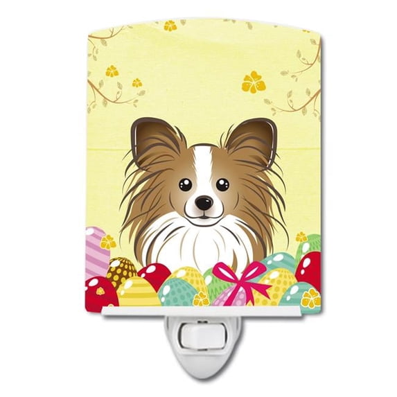 Caroline's Treasures BB1930CNL Papillon Easter Egg Hunt Ceramic Night Light, 6x4x3", multicolor