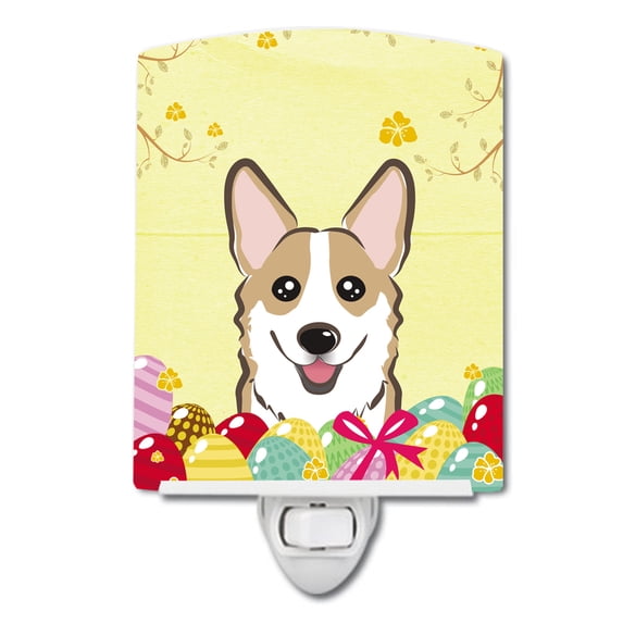Caroline's Treasures BB1935CNL Sable Corgi Easter Egg Hunt Ceramic Night Light, 6x4x3", multicolor
