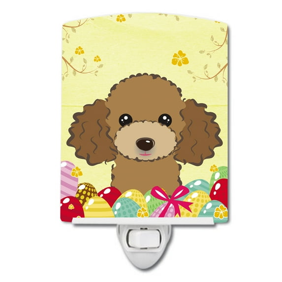 Chocolate Brown Poodle Easter Egg Hunt Ceramic Night Light