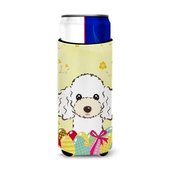 Caroline's Treasures BB1939MUK White Poodle Easter Egg Hunt Ultra Hugger for slim cans, Slim Can, multicolor