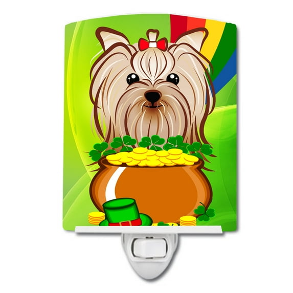 Caroline's Treasures BB1948CNL Yorkie Yorkishire Terrier St. Patrick's Day Ceramic Night Light, 6x4x3", multicolor