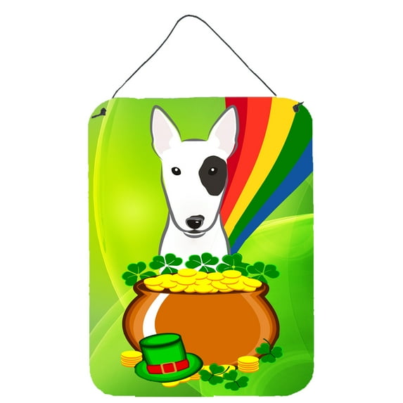 Caroline's Treasures BB1953DS1216 Bull Terrier St. Patrick's Day Wall or Door Hanging Prints, 12x16, multicolor
