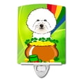 thumbnail image 1 of Caroline's Treasures BB1961CNL Bichon Frise St. Patrick's Day Ceramic Night Light, 6x4x3", multicolor, 1 of 2
