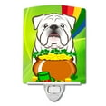 thumbnail image 1 of Caroline's Treasures BB1964CNL White English Bulldog St. Patrick's Day Ceramic Night Light, 6x4x3", multicolor, 1 of 2
