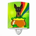 thumbnail image 1 of Caroline's Treasures BB1984CNL Min Pin St. Patrick's Day Ceramic Night Light, 6x4x3", multicolor, 1 of 2