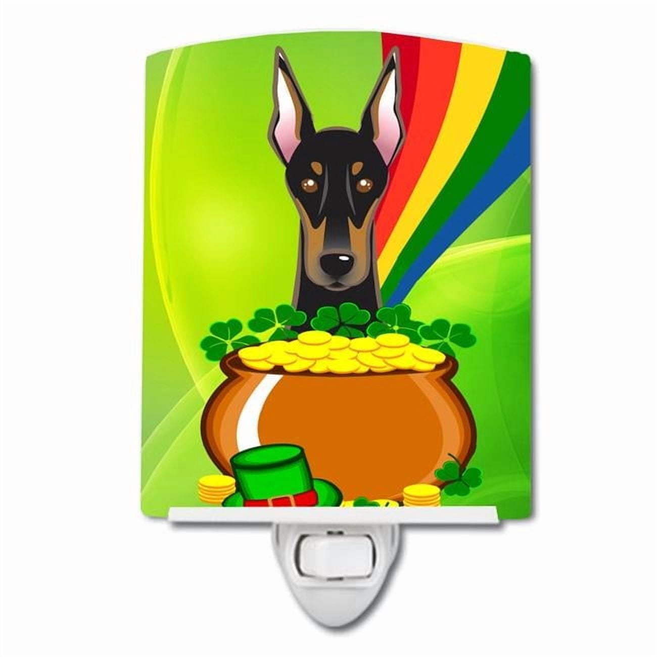 Caroline's Treasures BB1989CNL Doberman St. Patrick's Day Ceramic Night Light, 6x4x3", multicolor