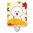 thumbnail image 1 of Caroline's Treasures BB2023CNL Bichon Frise Thanksgiving Ceramic Night Light, 6x4x3", multicolor, 1 of 2