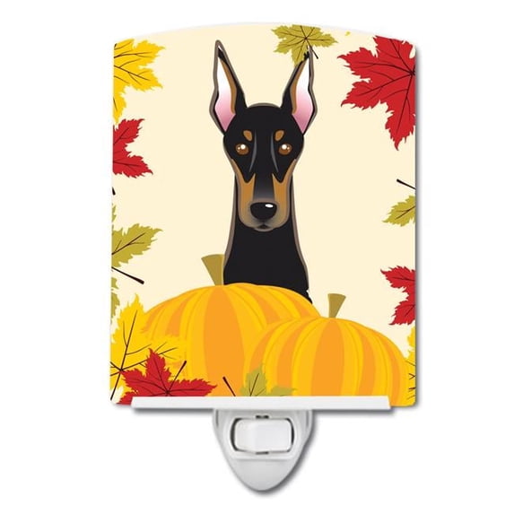 Caroline's Treasures BB2051CNL Doberman Thanksgiving Ceramic Night Light, 6x4x3", multicolor