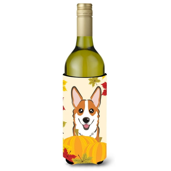 Caroline's Treasures BB2060LITERK Red Corgi Thanksgiving Wine Bottle Hugger, Wine Bottle, multicolor