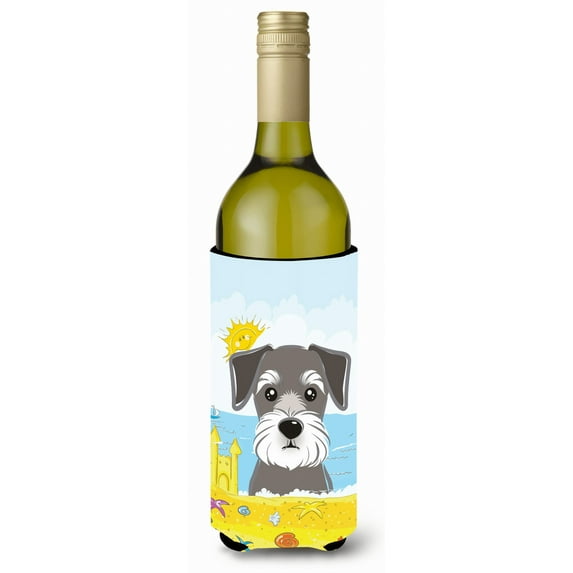 Caroline's Treasures BB2074LITERK Schnauzer Summer Beach Wine Bottle Hugger, Wine Bottle, multicolor