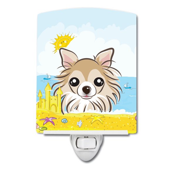 Caroline's Treasures BB2119CNL Chihuahua Summer Beach Ceramic Night Light, 6x4x3", multicolor