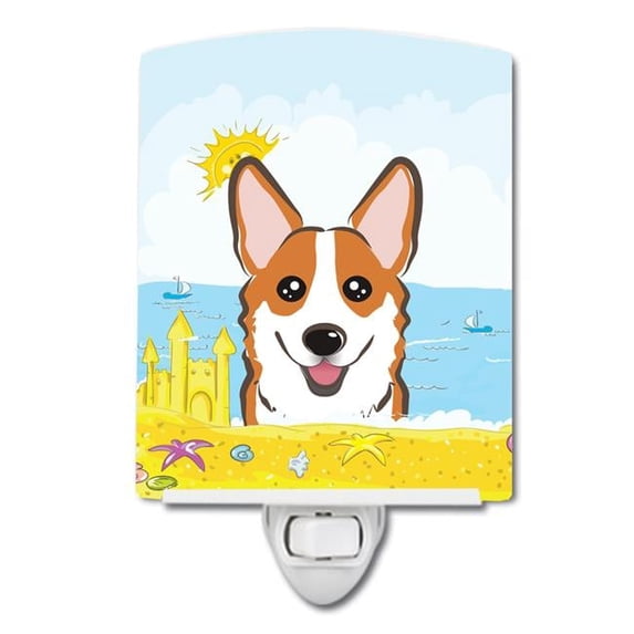 Red Corgi Summer Beach Ceramic Night Light