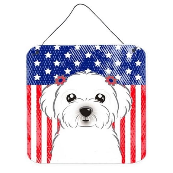 Caroline's Treasures BB2138DS66 American Flag and Maltese Wall or Door Hanging Prints, 6x6, multicolor