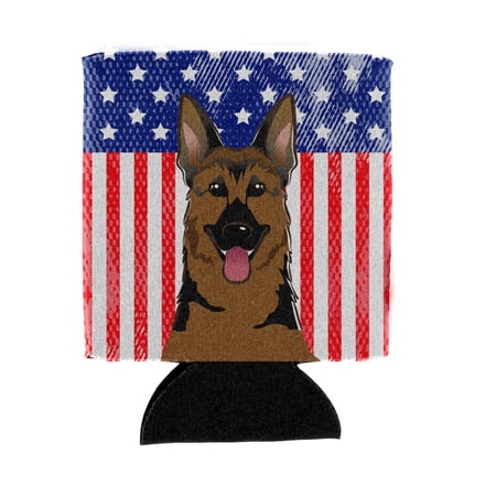 Caroline's Treasures BB2141CC Flag and German Shepherd Can or Bottle Hugger , Can Hugger, multicolor