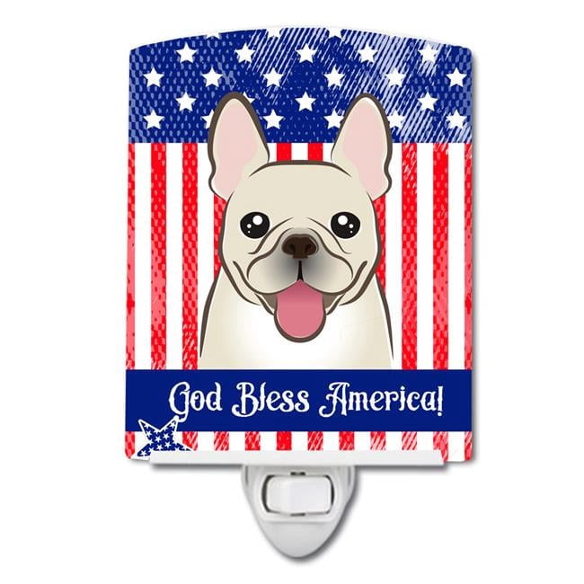 Caroline's Treasures BB2168CNL Flag and French Bulldog Ceramic Night Light, 6x4x3", multicolor