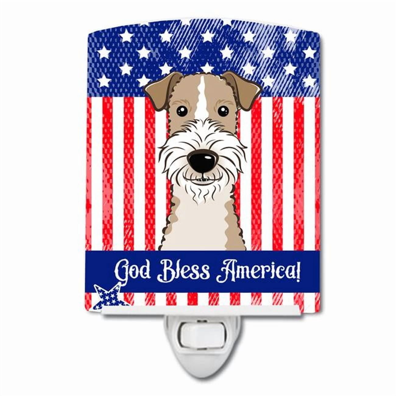 Caroline's Treasures BB2177CNL Flag and Wire Haired Fox Terrier Ceramic Night Light, 6x4x3", multicolor