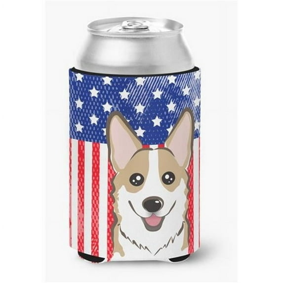 Caroline's Treasures BB2183CC American Flag and Sable Corgi Can or Bottle Hugger , Can Hugger, multicolor