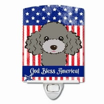 Caroline's Treasures BB2189CNL Flag and Silver Gray Poodle Ceramic Night Light, 6x4x3", multicolor