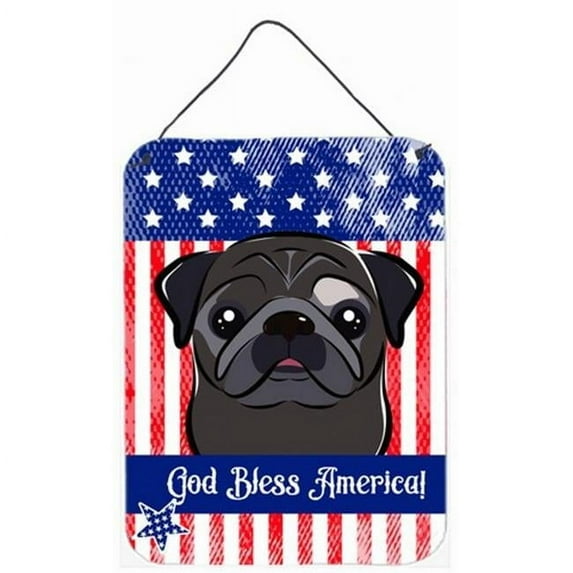 Caroline's Treasures BB2193DS1216 American Flag and Black Pug Wall or Door Hanging Prints, 12x16, multicolor