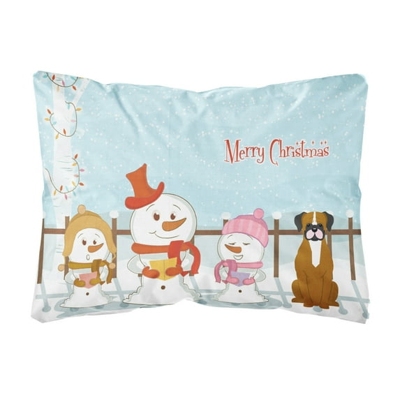 Caroline's Treasures BB2447PW1216 Merry Christmas Carolers Flashy Fawn Boxer Canvas Fabric Decorative Pillow, 12H x16W,