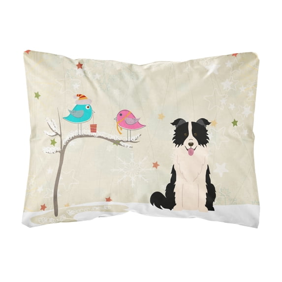 Caroline's Treasures BB2590PW1216 Christmas Presents between Friends Border Collie - Black and White Canvas Fabric