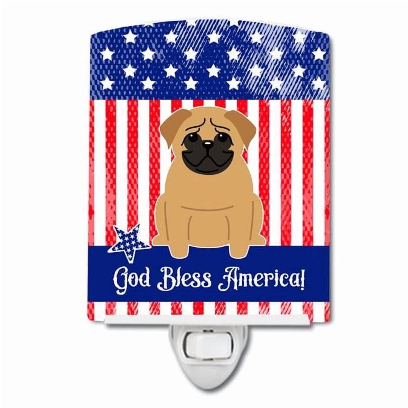 Caroline's Treasures BB3002CNL Patriotic Pug Brown Ceramic Night Light, 6x4x3", multicolor