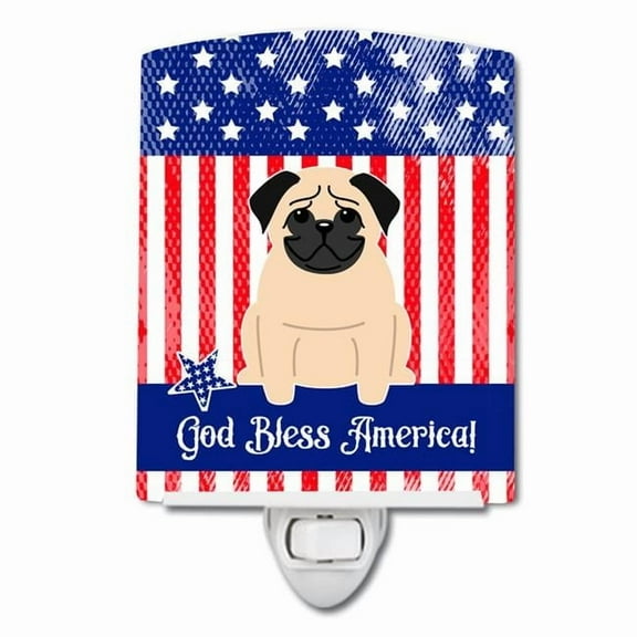 Caroline's Treasures BB3003CNL Patriotic Pug Fawn Ceramic Night Light, 6x4x3", multicolor